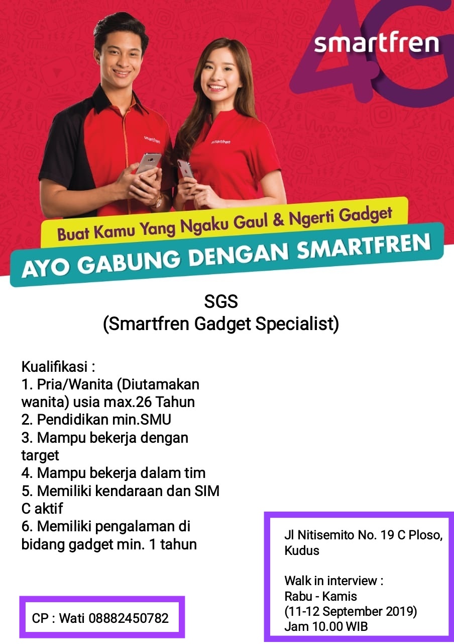 Lamar Lowongan Smartfren Gadget Spesialist Sgs Di Smartfren Telecom Tbk Pt 2021 Jobs Id